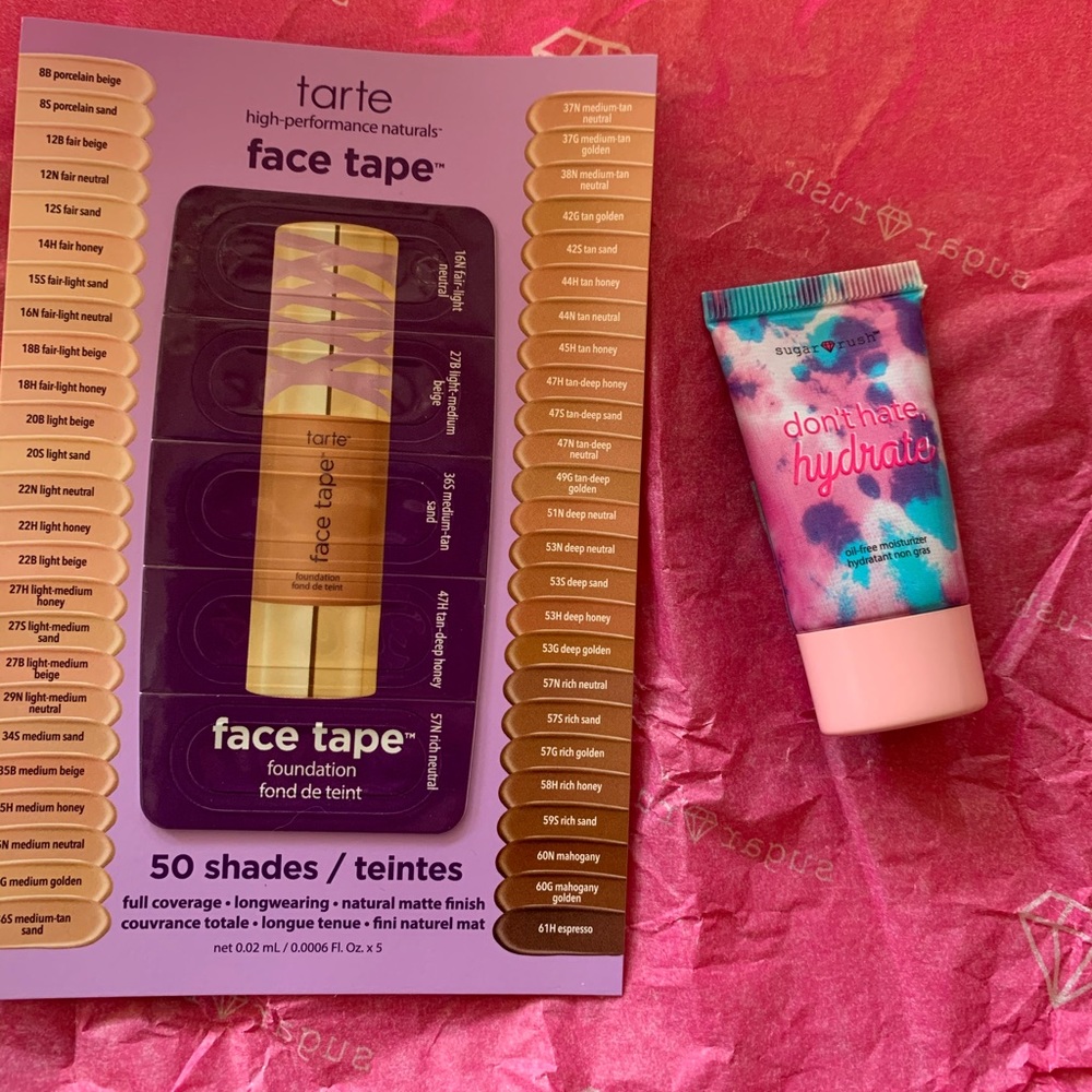 Tarte sugar rush moisturizer & face tape sample
